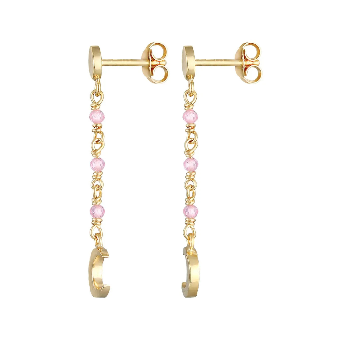 Elli "Ohrhänger Astro | Quarz ( Rosa )< Vergoldet|Symbol-schmuck