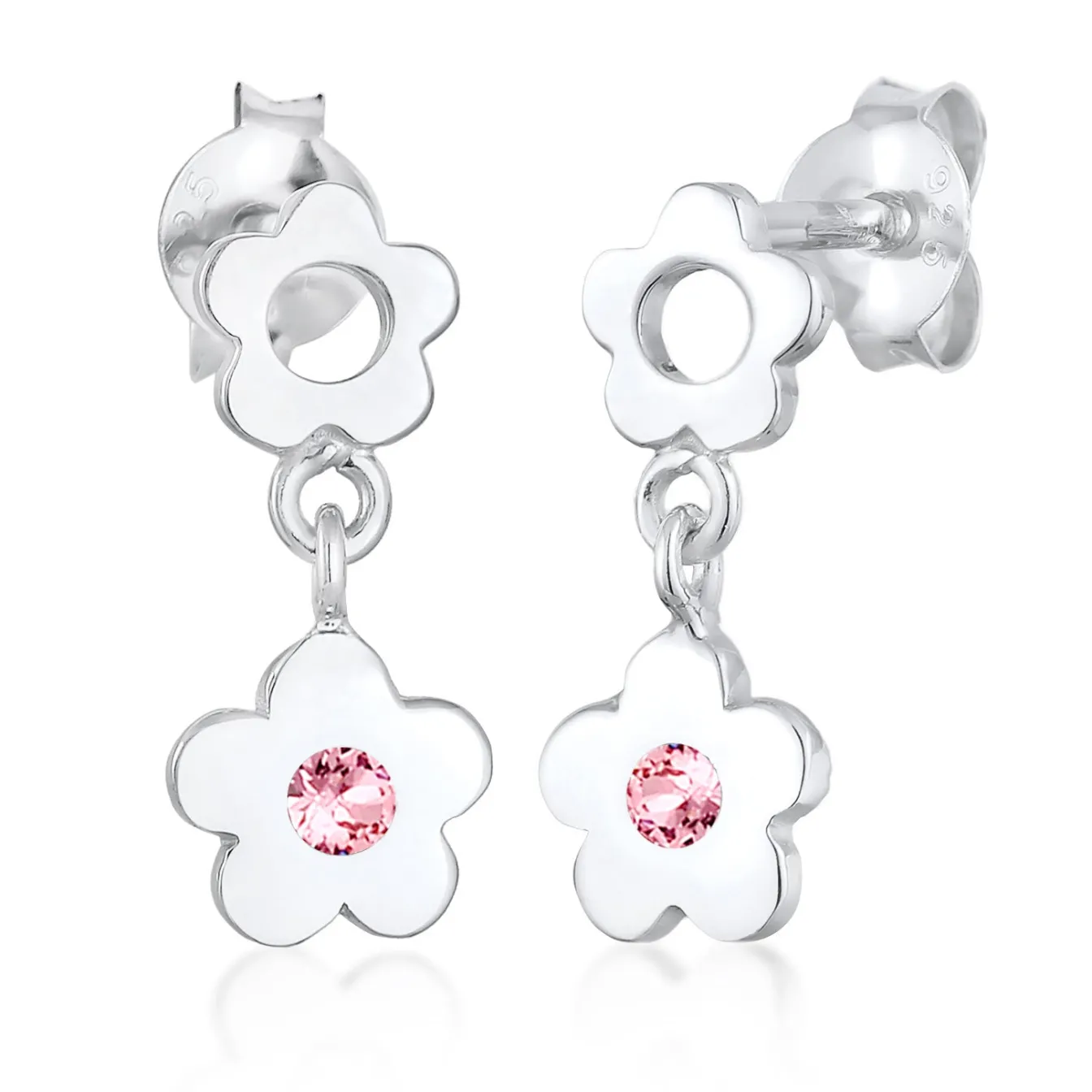 Elli "Ohrhänger Blume | Kristall (Rosa)<Kinder Symbol-schmuck|Kinderschmuck