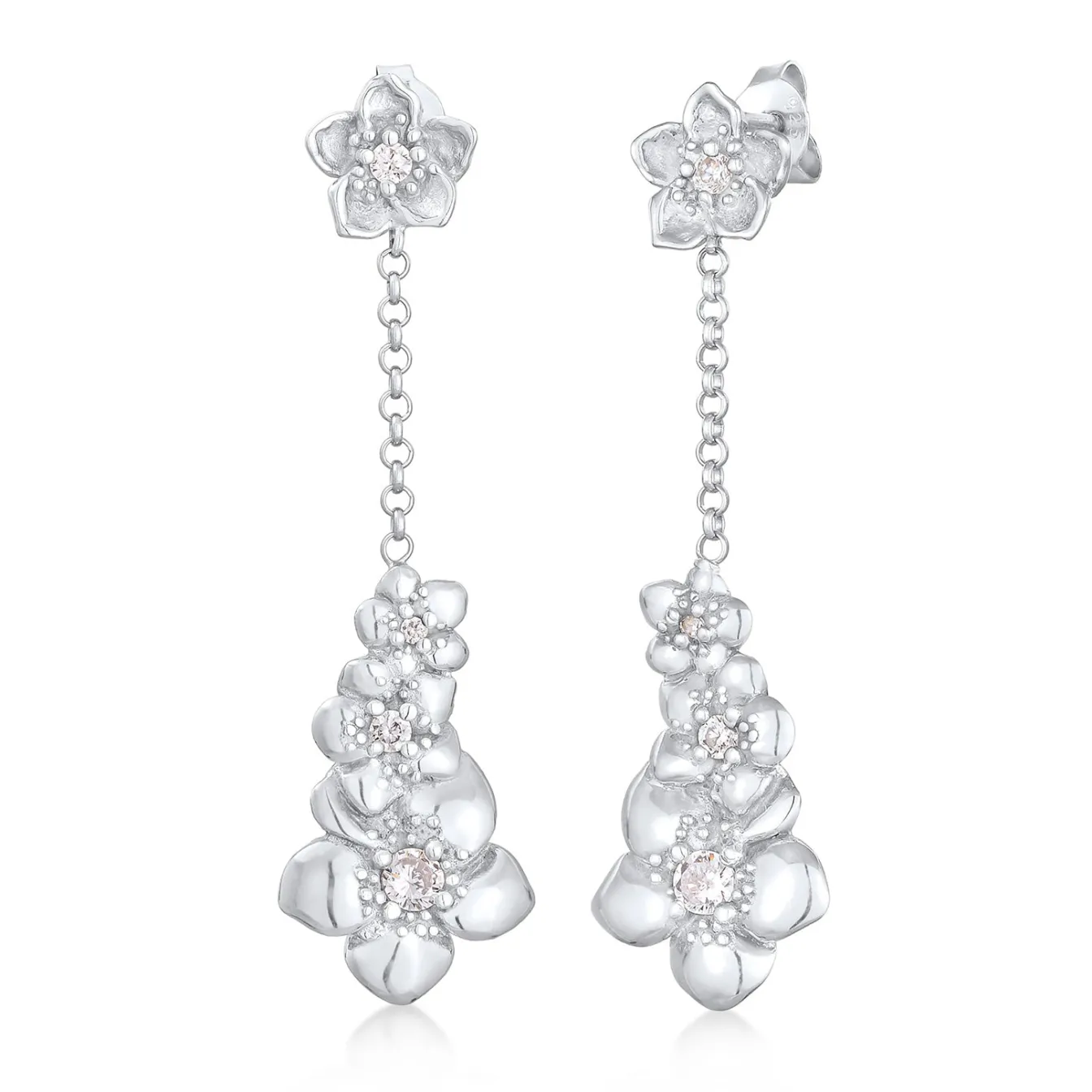 Elli "Ohrhänger Blumen | Zirkonia (Weiß)< Symbol-schmuck|Hochzeit