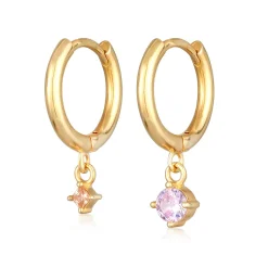 Elli "Ohrhänger Duo Stern Kreis | Kristalle (Orange, Rosa)< Ohrringe