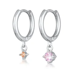 Elli "Ohrhänger Duo Stern Kreis | Kristalle (Orange, Rosa)< Ohrringe