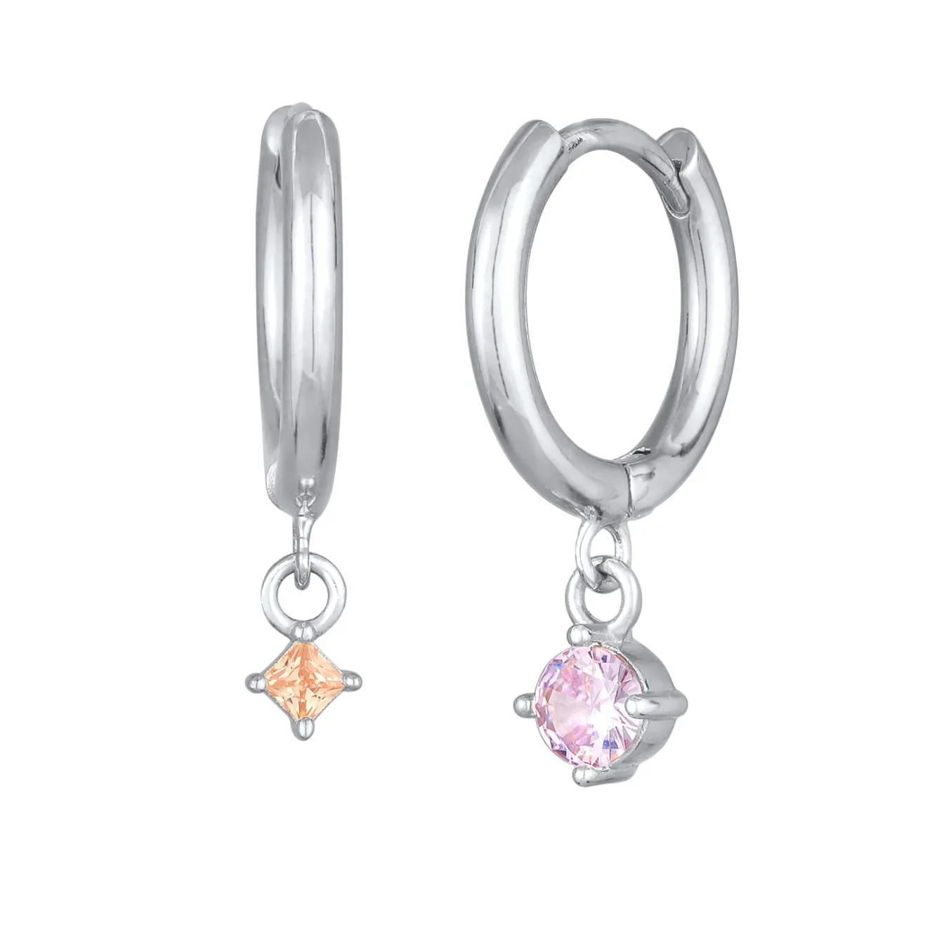 Elli "Ohrhänger Duo Stern Kreis | Kristalle (Orange, Rosa)< Ohrringe