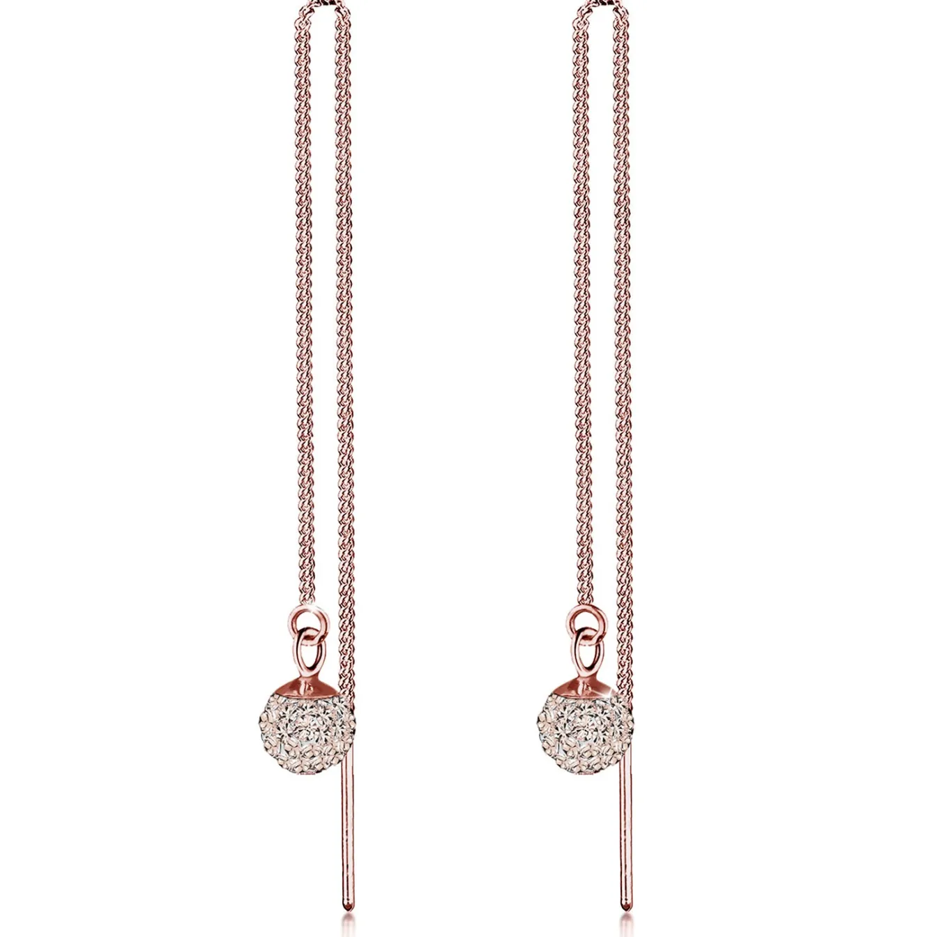 Elli "Ohrhänger Ear Chain | Kristall ( Weiß )< Roségold|Ohrringe