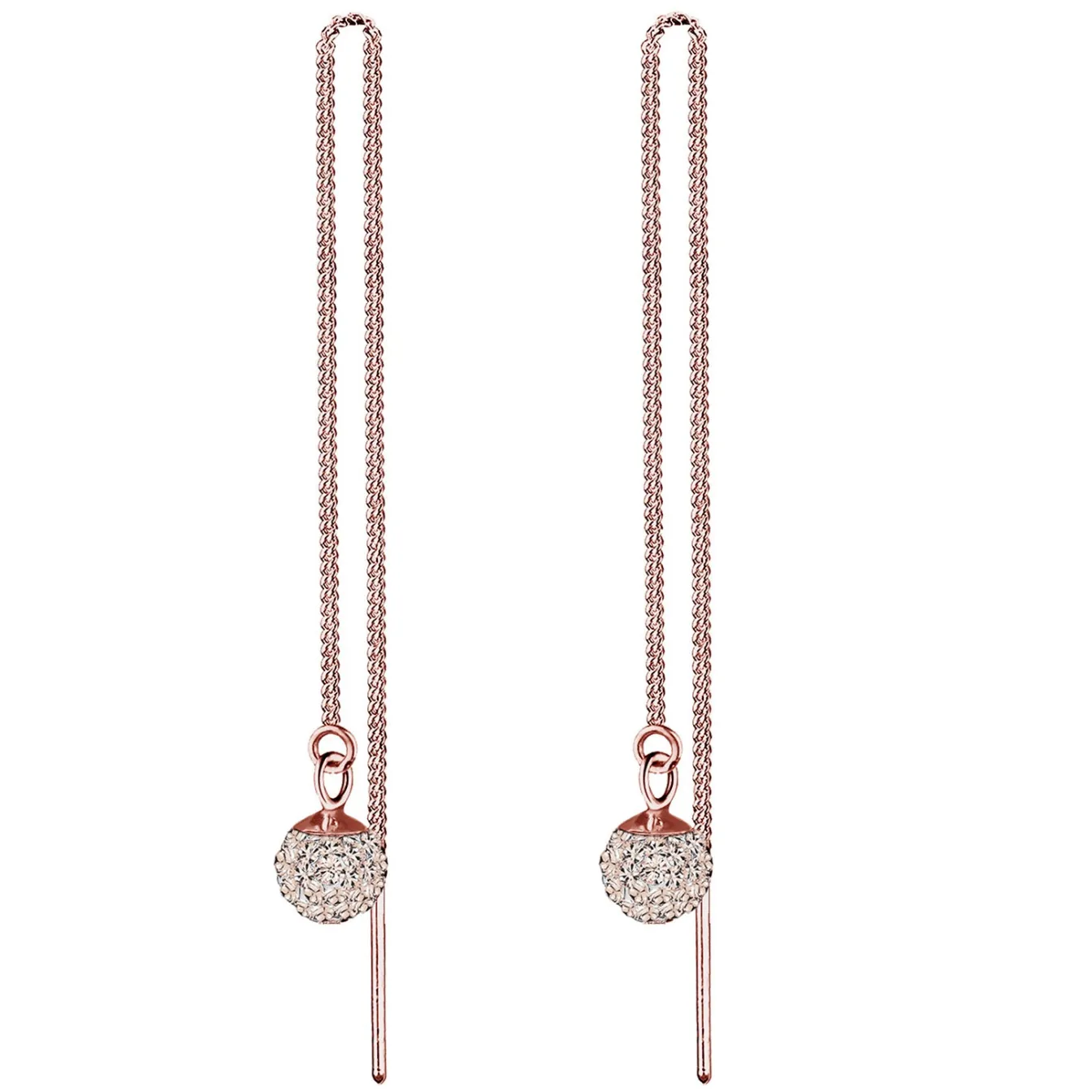 Elli "Ohrhänger Ear Chain | Kristall ( Weiß )< Roségold|Ohrringe