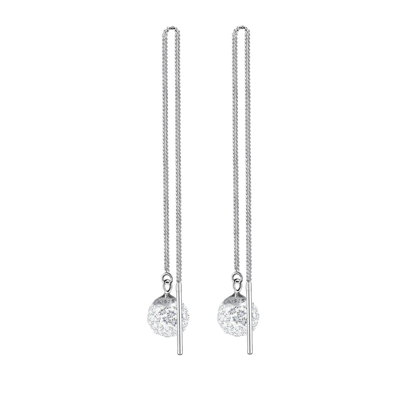 Elli "Ohrhänger Ear Chain | Kristall ( Weiß )< Roségold|Ohrringe
