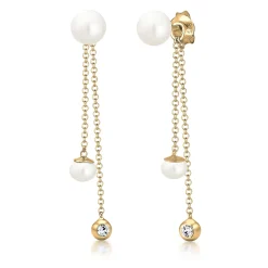 Elli "Ohrhänger Ear Chain | Süßwasserperle, Kristall ( Weiß )< Perlen|Ohrringe