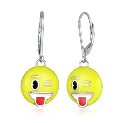Elli "Ohrhänger Emoji Smiling Face | Emaille (Gelb)< Vergoldet|Symbol-schmuck