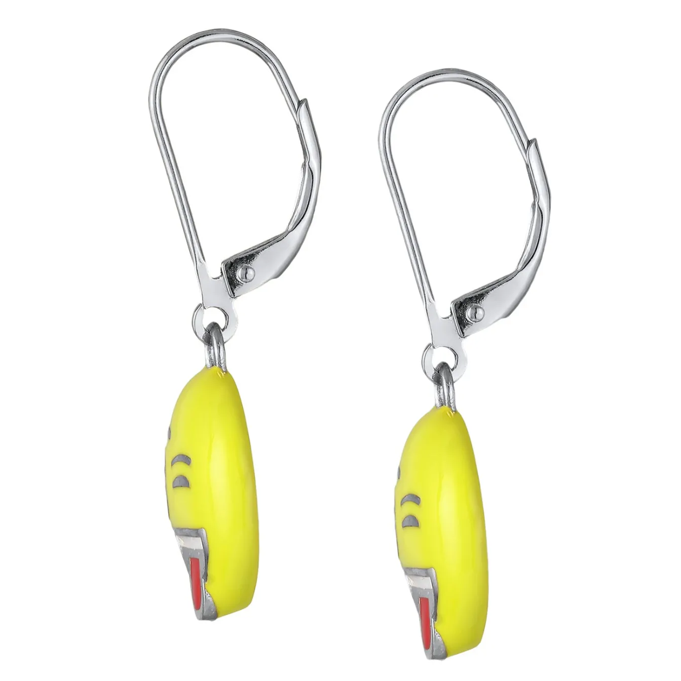 Elli "Ohrhänger Emoji Smiling Face | Emaille (Gelb)< Vergoldet|Symbol-schmuck