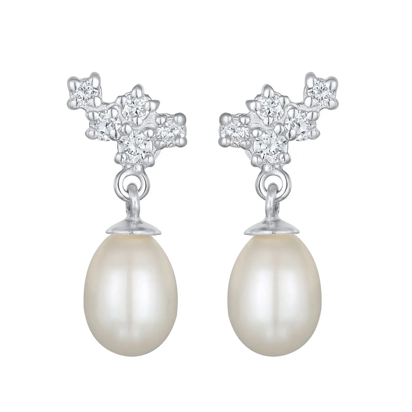Elli "Ohrhänger Funkelnd | Süßwasserzuchtperle, laborgezüchteter Diamant (We< Hochzeit|Diamanten