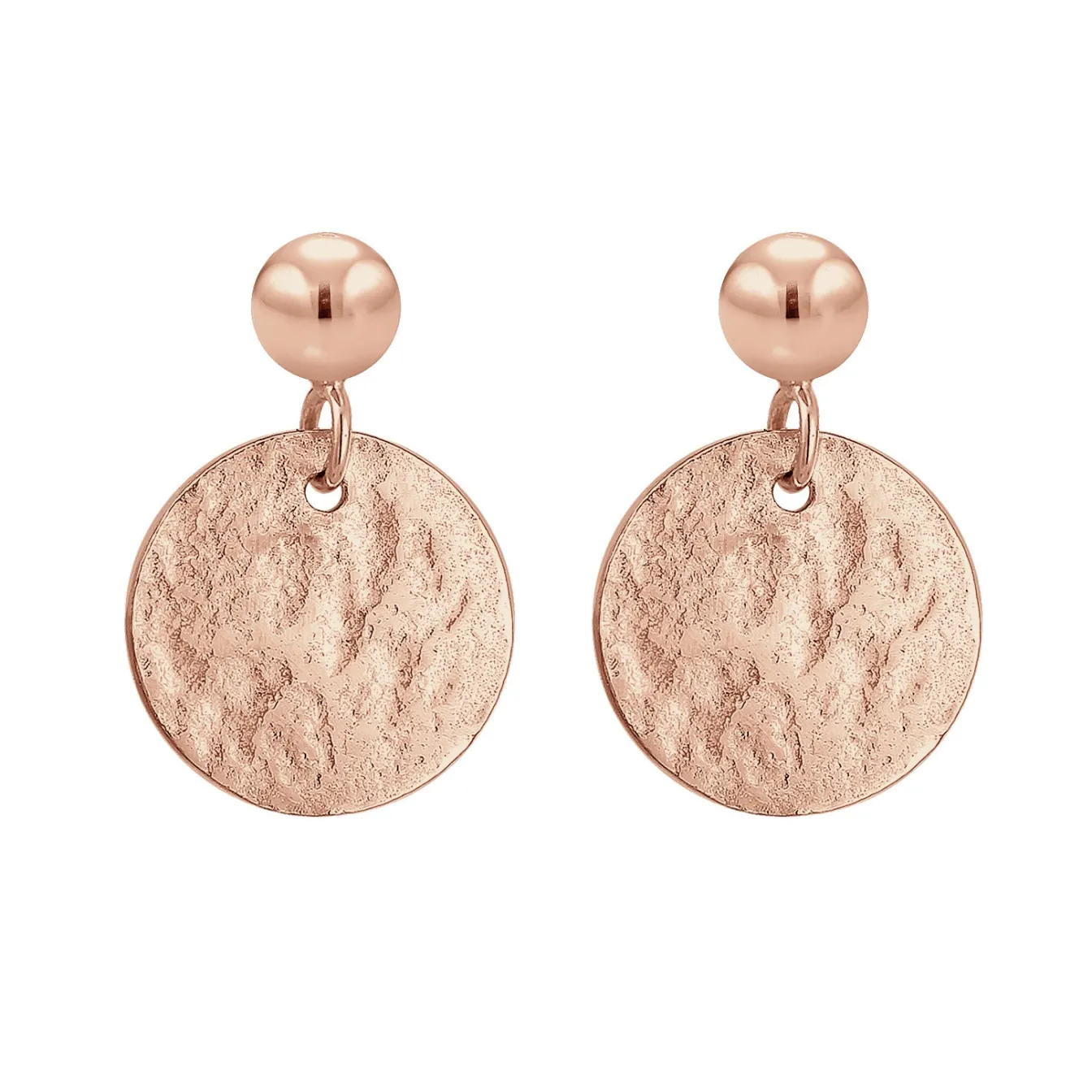 Elli "Ohrhänger Kugel & Plättchen gehämmert< Roségold|Ohrringe