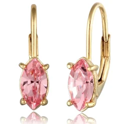 Elli "Ohrhänger Oval | Glas Kristalle (Rosa)< Vergoldet|Ohrringe
