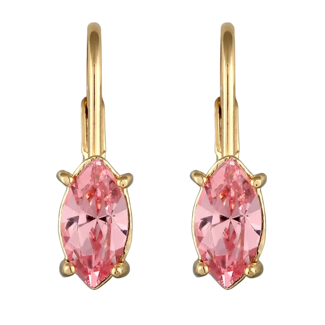Elli "Ohrhänger Oval | Glas Kristalle (Rosa)< Vergoldet|Ohrringe