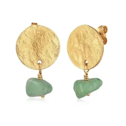 Elli "Ohrhänger Plättchen Vintage | Aventurin (Grün)< Ohrringe|Vergoldet