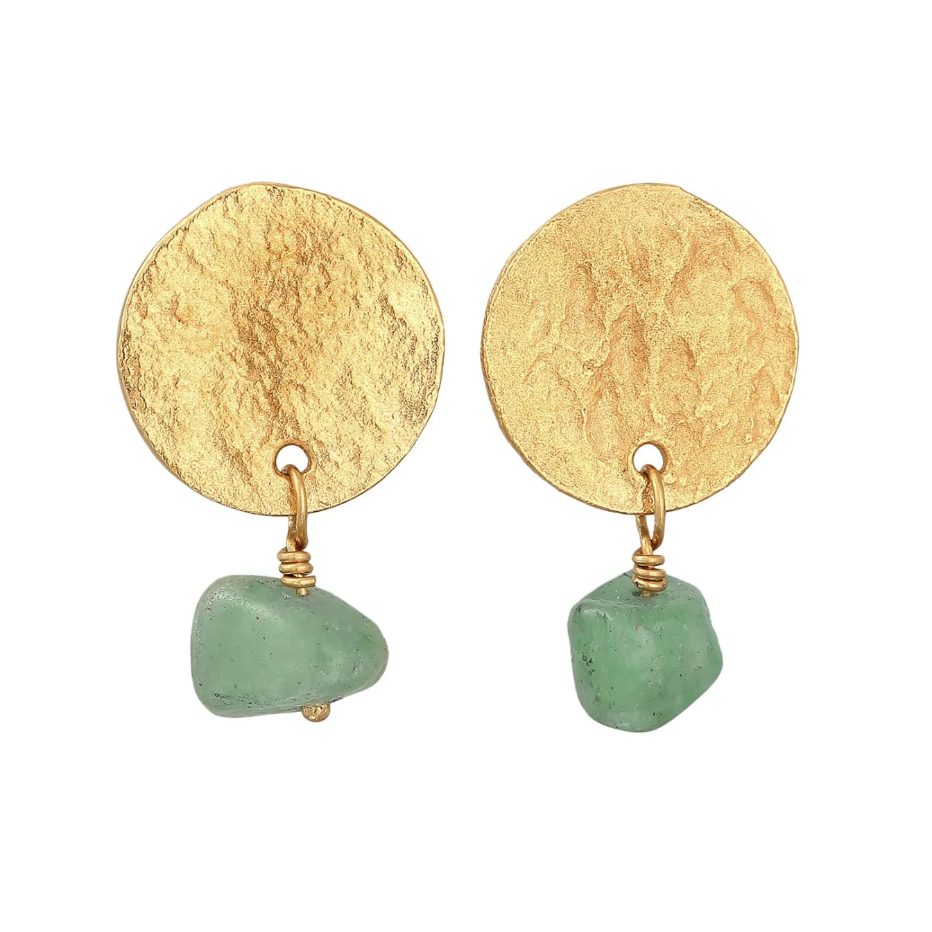 Elli "Ohrhänger Plättchen Vintage | Aventurin (Grün)< Ohrringe|Vergoldet