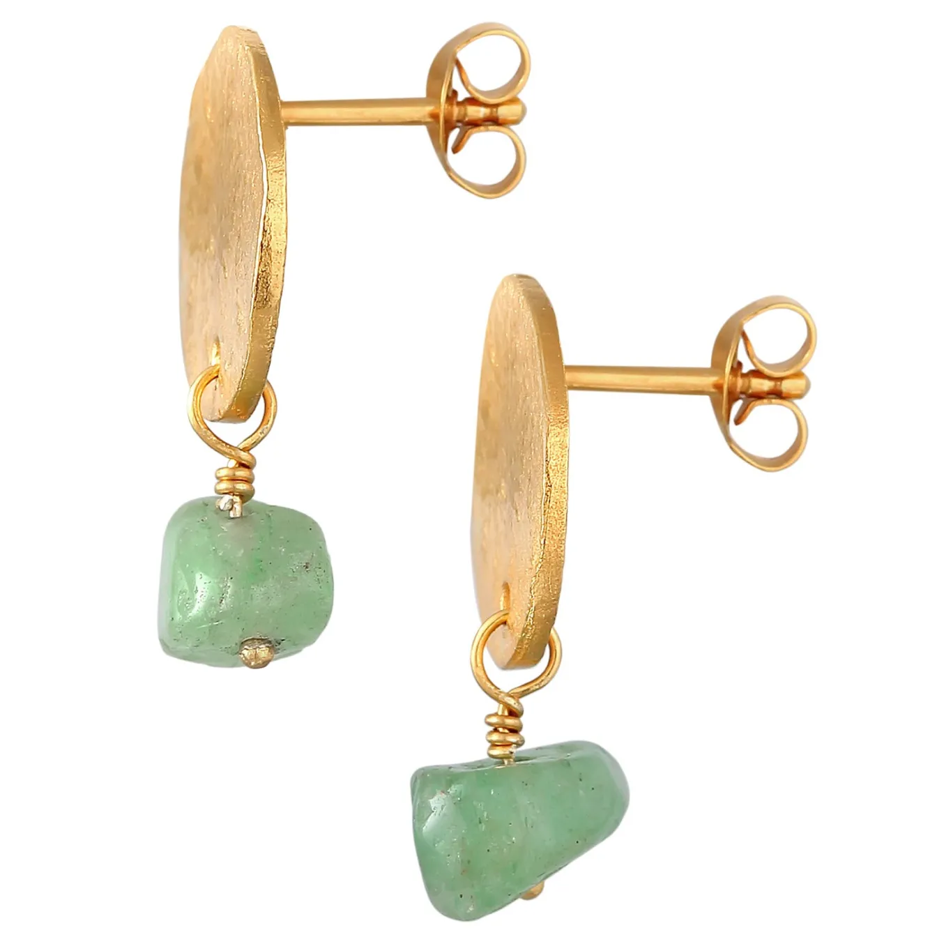 Elli "Ohrhänger Plättchen Vintage | Aventurin (Grün)< Ohrringe|Vergoldet