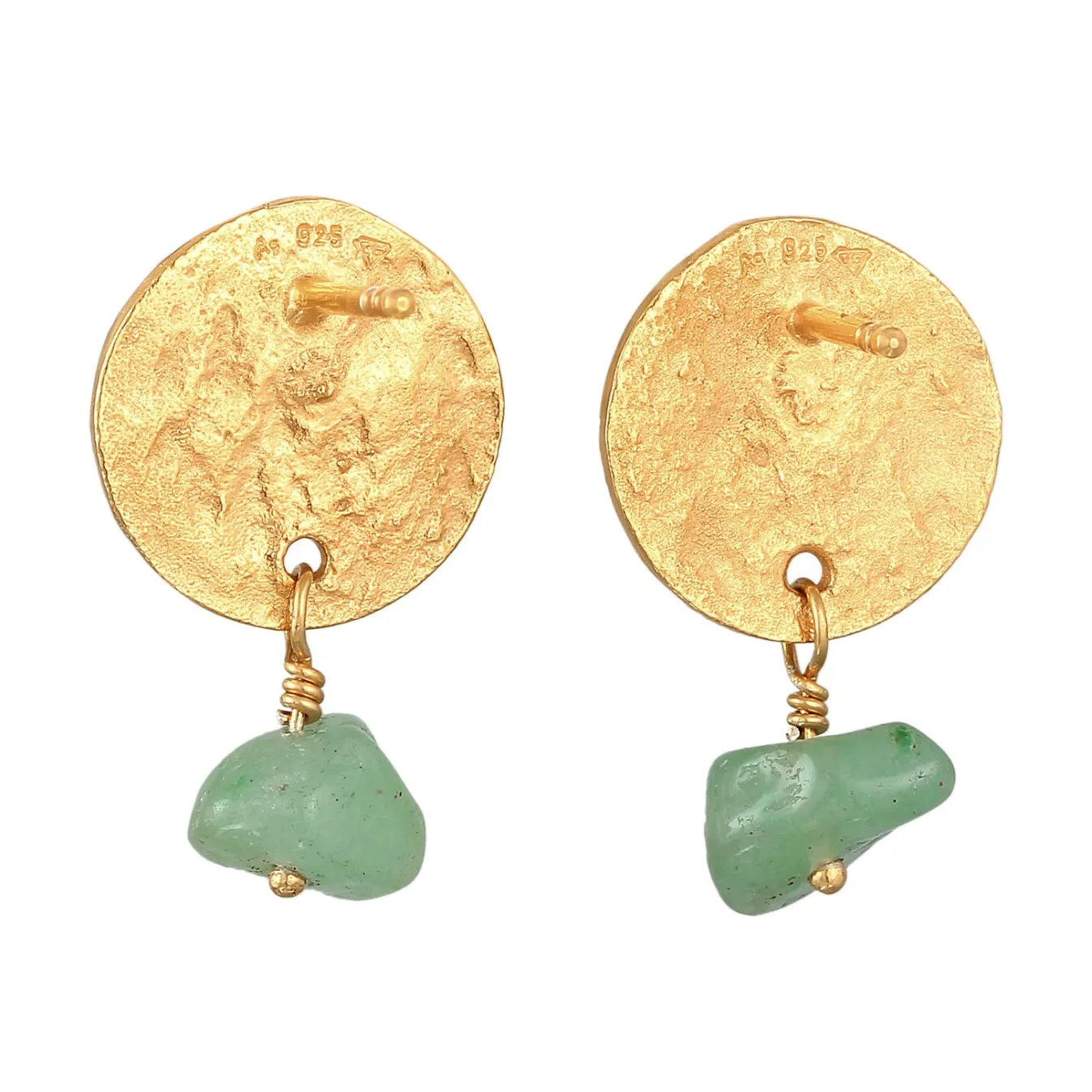 Elli "Ohrhänger Plättchen Vintage | Aventurin (Grün)< Ohrringe|Vergoldet