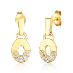 Elli "Ohrhänger Rund Geo | Diamant (0.15 ct.)< Ohrringe|Vergoldet