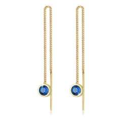 Elli "Ohrhänger| Saphir ( Blau )< Ohrringe|Vergoldet