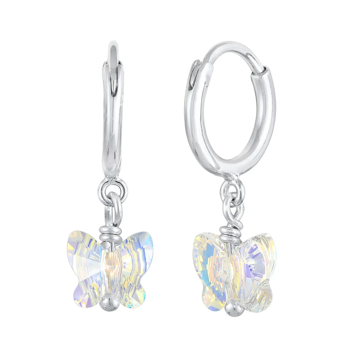 Elli "Ohrhänger Schmetterling | Kristall (Weiß)<Kinder Kinderschmuck