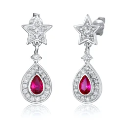 Elli "Ohrhänger Tropfen & Stern | Rubin, synthetisch (Pink)< Symbol-schmuck|Ohrringe
