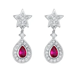 Elli "Ohrhänger Tropfen & Stern | Rubin, synthetisch (Pink)< Symbol-schmuck|Ohrringe