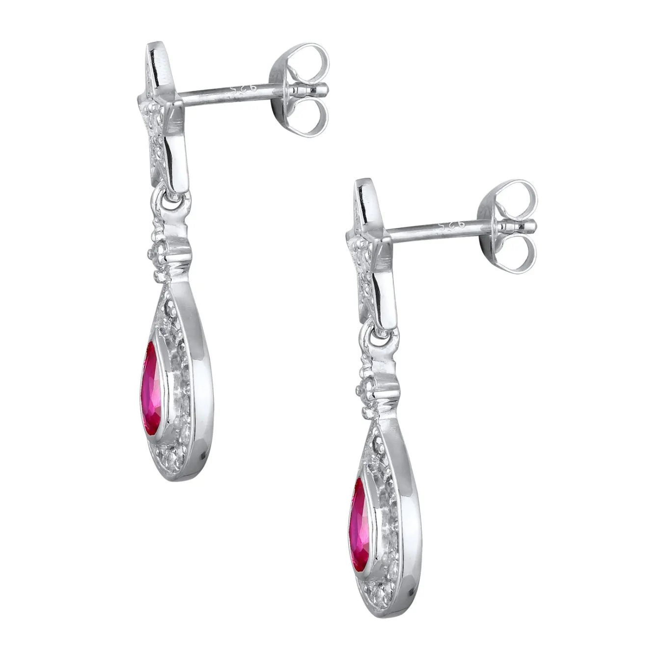 Elli "Ohrhänger Tropfen & Stern | Rubin, synthetisch (Pink)< Symbol-schmuck|Ohrringe