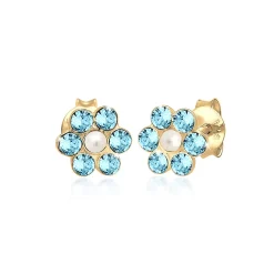 Elli "Ohrring Blume | Perle, Kristall ( Rosa )<Kinder Symbol-schmuck|Perlen