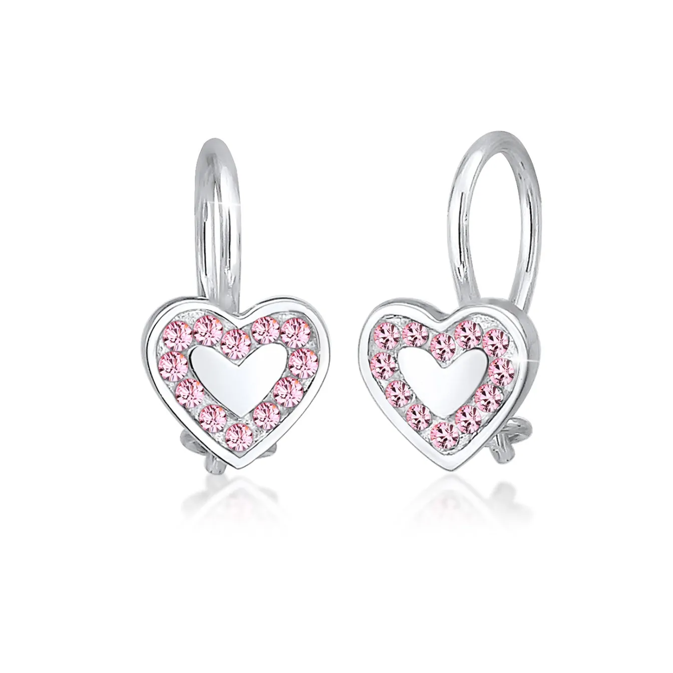 Elli "Ohrring Herz | Kristall ( Rosa )<Kinder Symbol-schmuck|Herz-schmuck