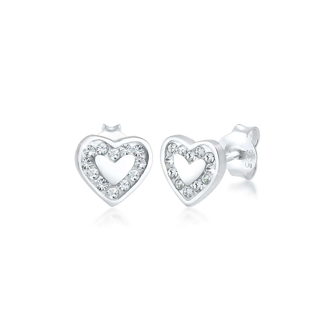 Elli "Ohrring Herz | Kristall ( Weiß )<Kinder Herz-schmuck|Symbol-schmuck