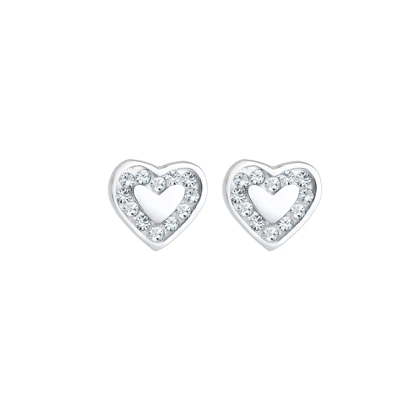 Elli "Ohrring Herz | Kristall ( Weiß )<Kinder Herz-schmuck|Symbol-schmuck