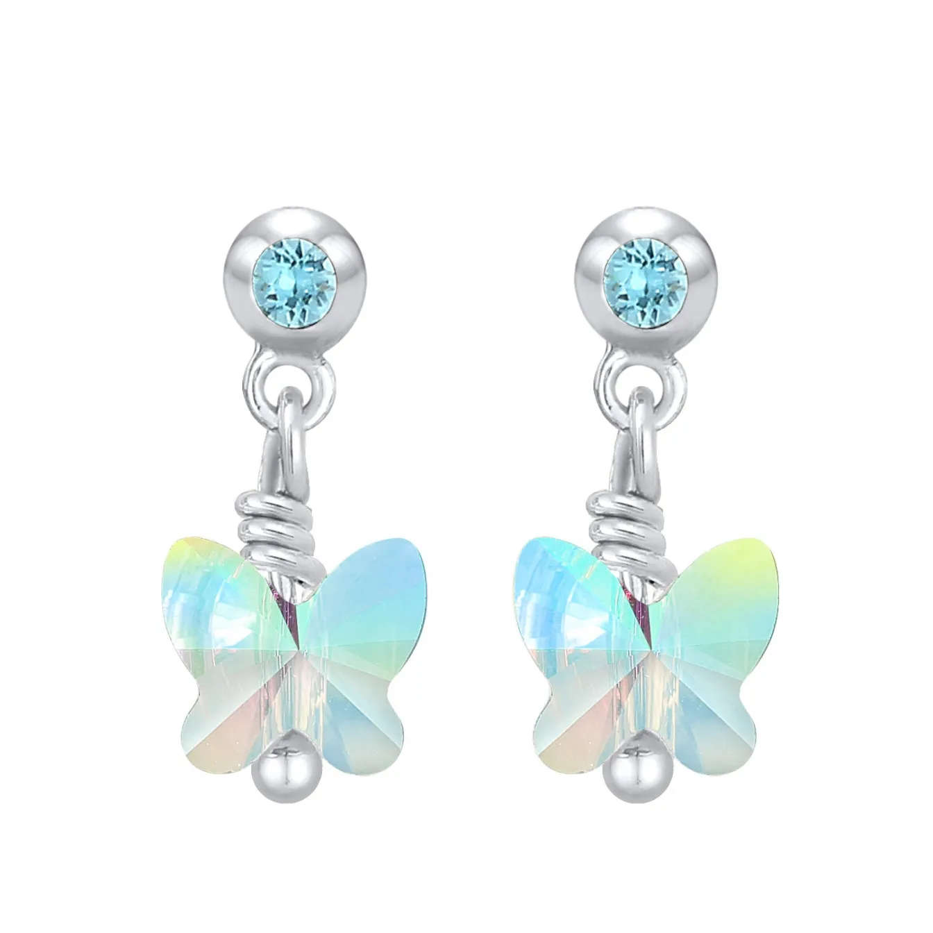 Elli "Ohrring Schmetterling | Kristall ( Weiß )<Kinder Kinderschmuck