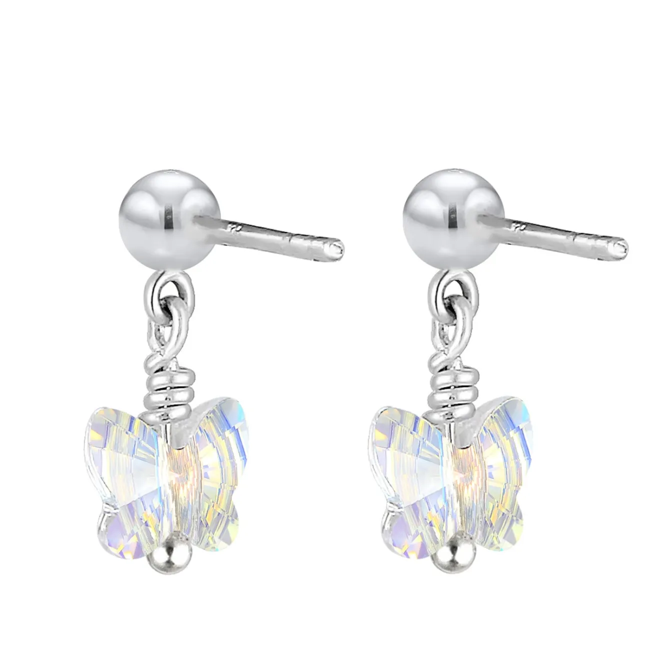 Elli "Ohrring Schmetterling | Kristall ( Weiß )<Kinder Kinderschmuck