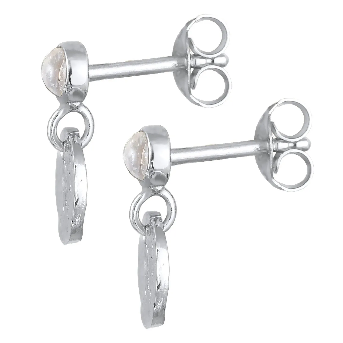 Elli "Ohrringe Plättchen | Mondstein (Weiß)< Ohrringe|Silber