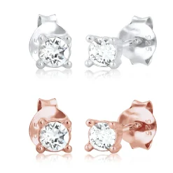 Elli "Ohrringset | Kristall (Weiß)< Roségold|Ohrringe