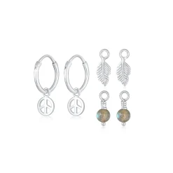 Elli "Ohrringset | Labradorit ( Grau )< Ohrringe|Silber