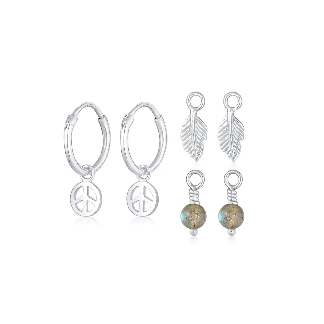 Elli "Ohrringset | Labradorit ( Grau )< Ohrringe|Silber