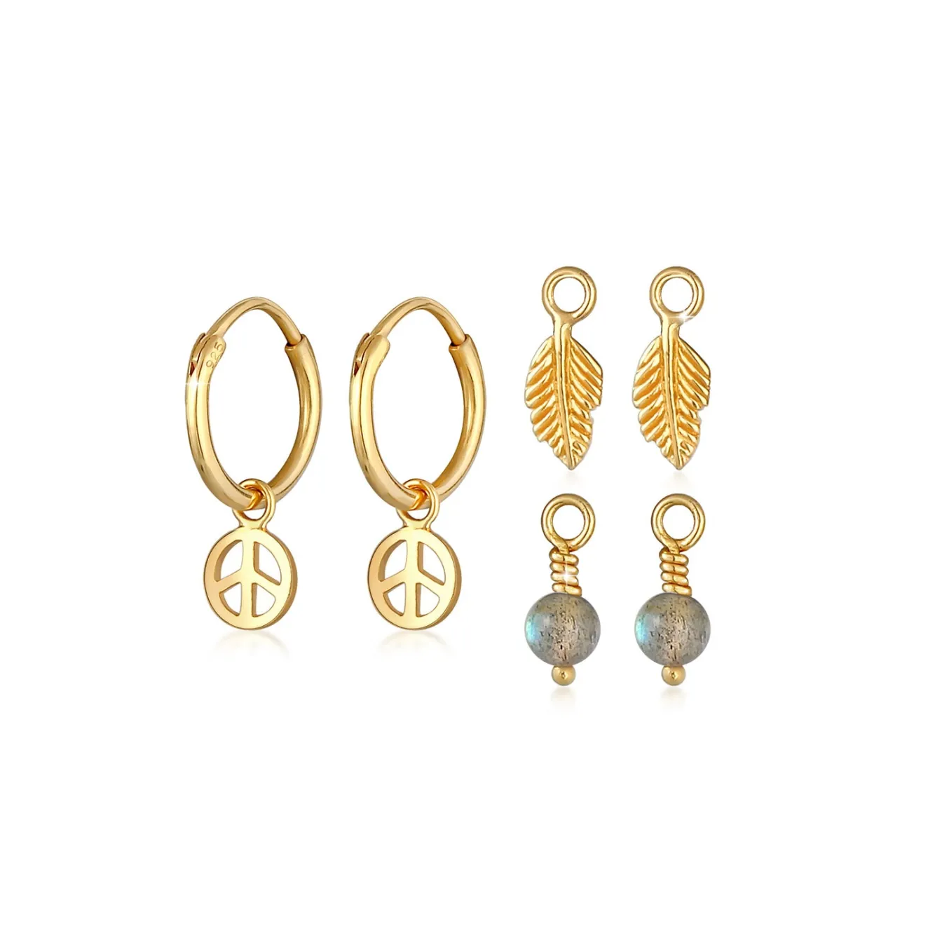 Elli "Ohrringset | Labradorit ( Grau )< Ohrringe|Silber