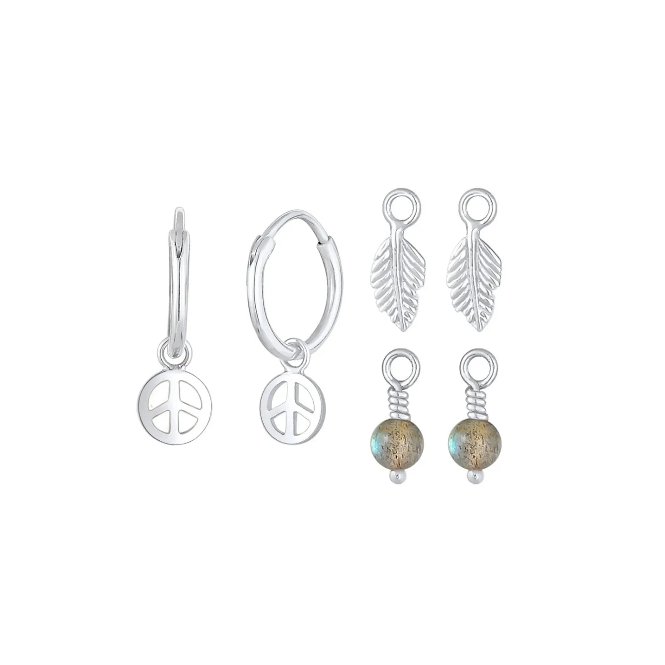 Elli "Ohrringset | Labradorit ( Grau )< Ohrringe|Silber