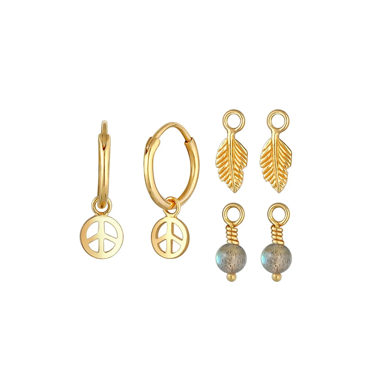 Elli "Ohrringset | Labradorit ( Grau )< Ohrringe|Silber