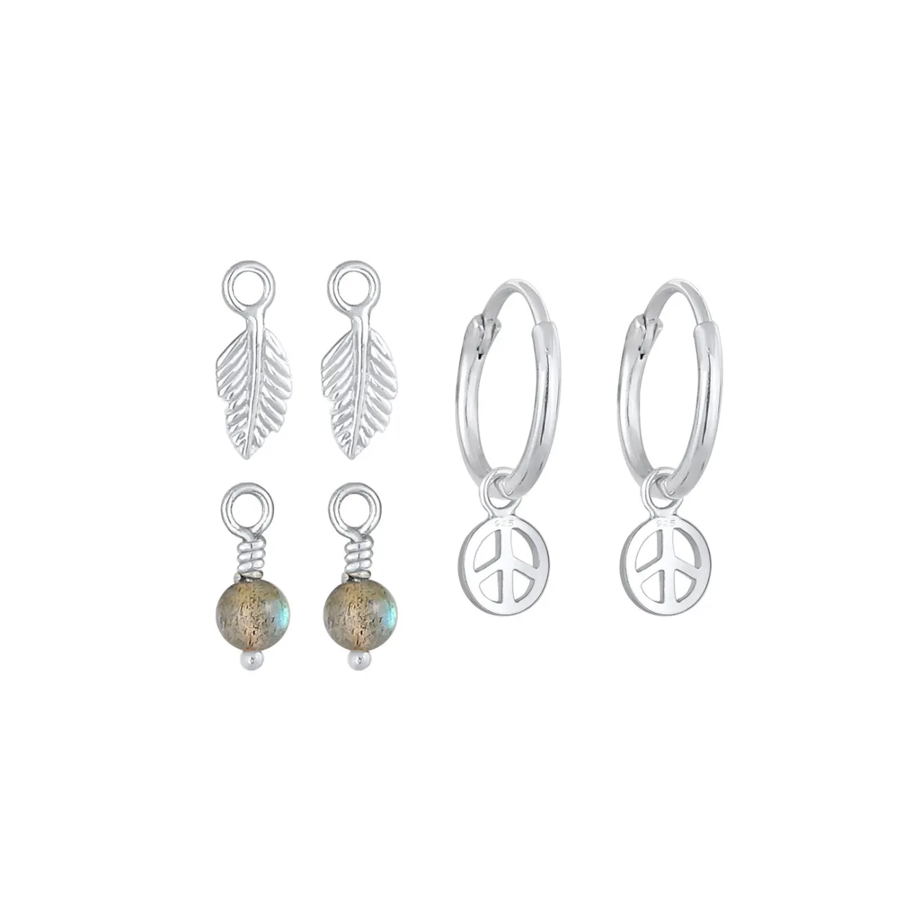 Elli "Ohrringset | Labradorit ( Grau )< Ohrringe|Silber