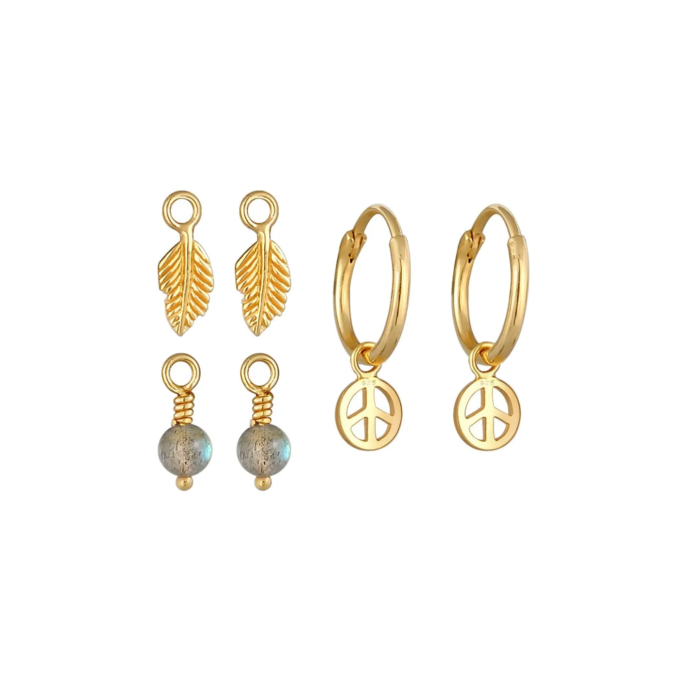 Elli "Ohrringset | Labradorit ( Grau )< Ohrringe|Silber
