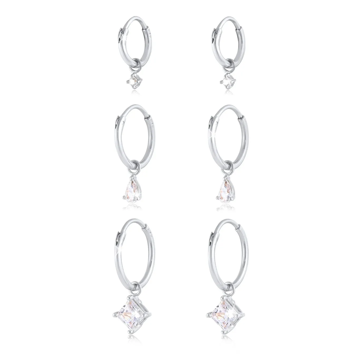 Elli "Ohrringset | Zirkonia ( Weiß )< Ohrringe|Silber