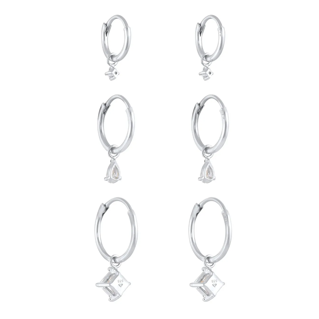 Elli "Ohrringset | Zirkonia ( Weiß )< Ohrringe|Silber