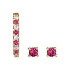 Elli "Ohrring-Set Earcuff Basic | Kristalle (Rosa)< Ohrringe|Vergoldet