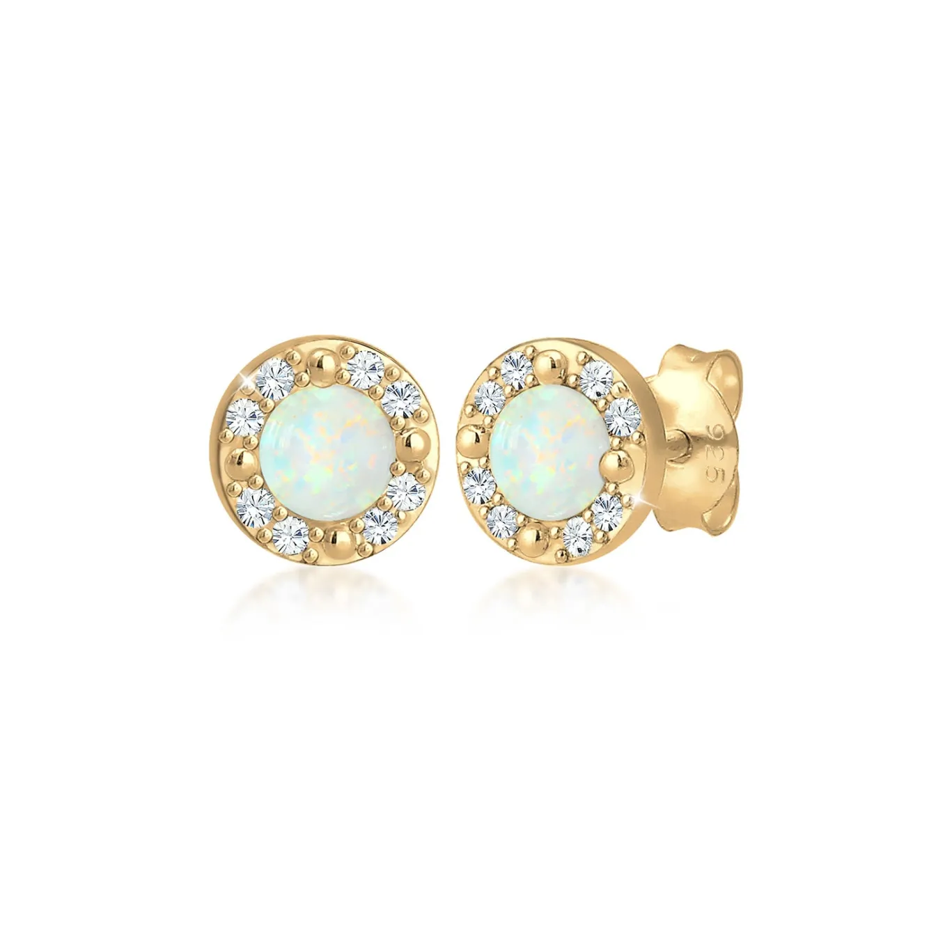 Elli "Ohrstecker | Opal ( Weiß )< Ohrringe|Vergoldet