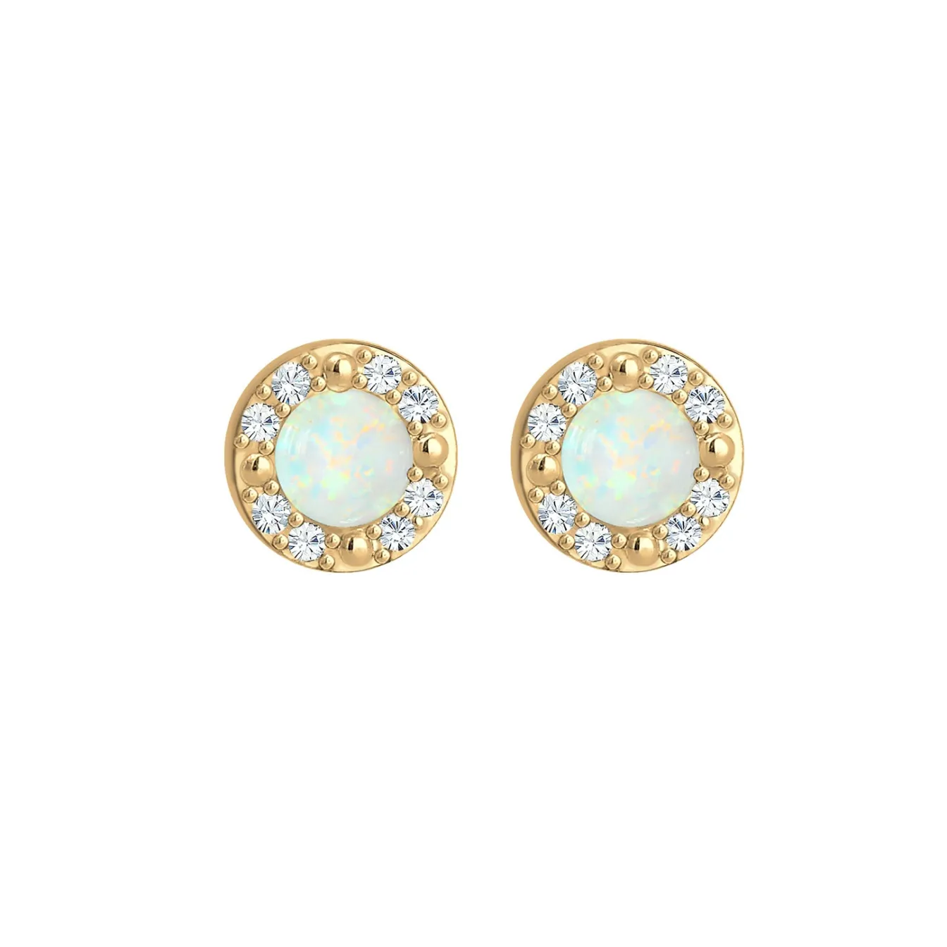 Elli "Ohrstecker | Opal ( Weiß )< Ohrringe|Vergoldet