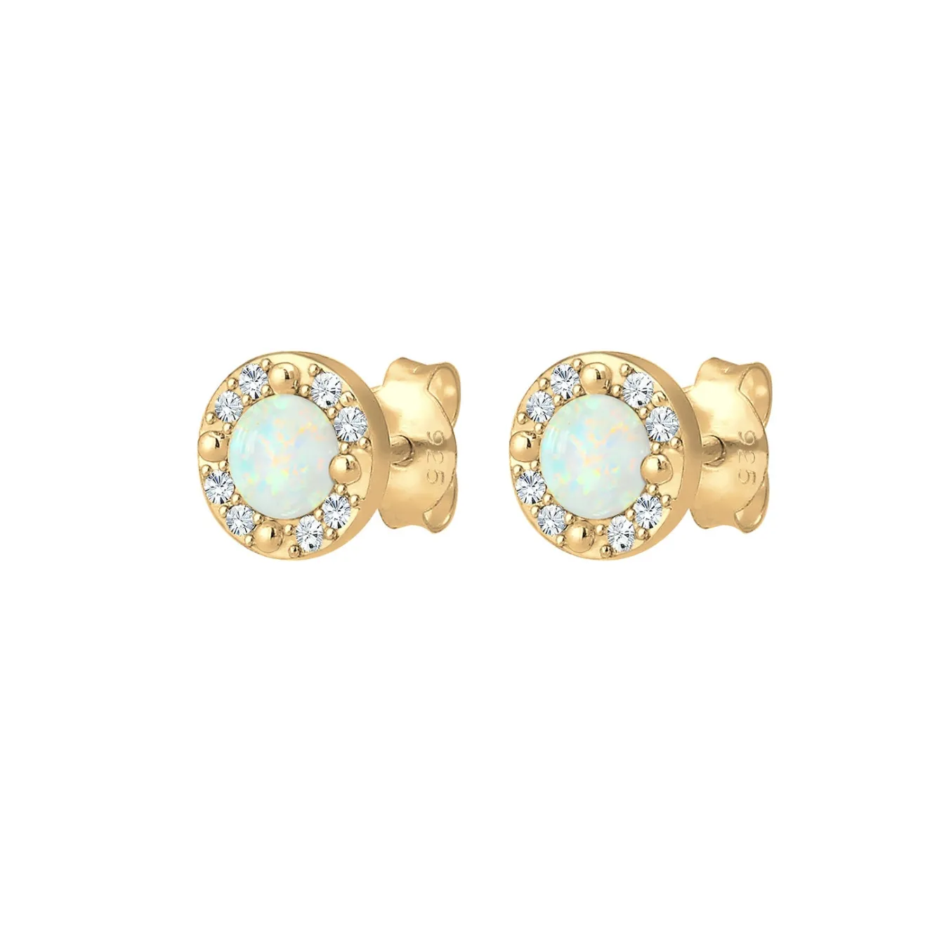 Elli "Ohrstecker | Opal ( Weiß )< Ohrringe|Vergoldet