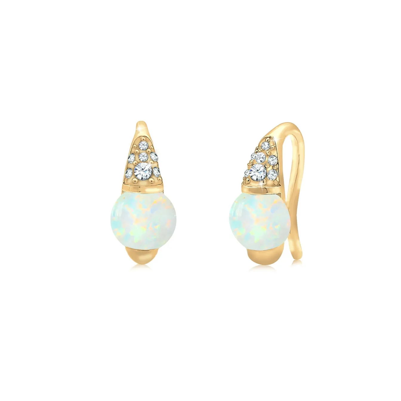 Elli "Ohrstecker | Opal ( Weiß )< Ohrringe|Vergoldet