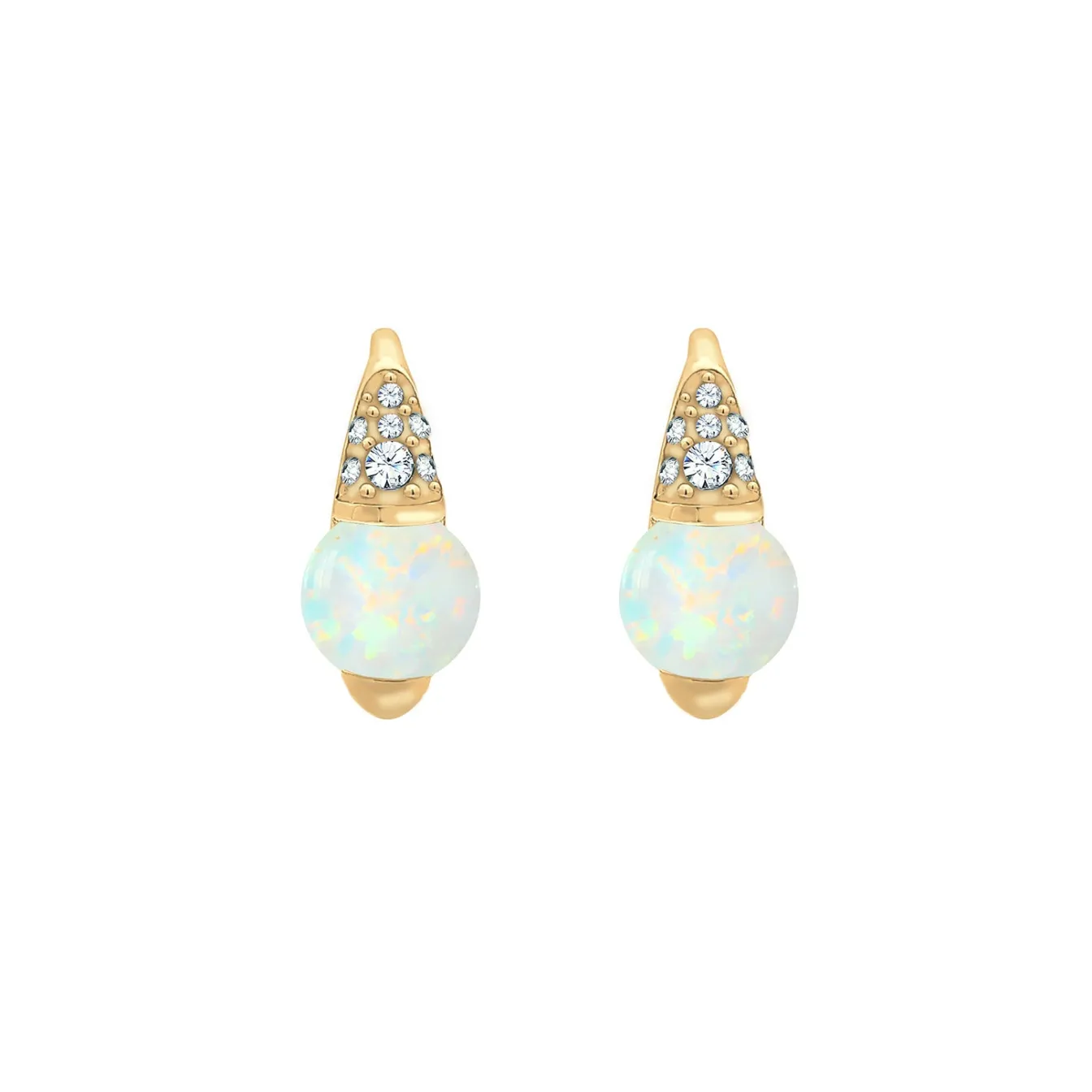 Elli "Ohrstecker | Opal ( Weiß )< Ohrringe|Vergoldet