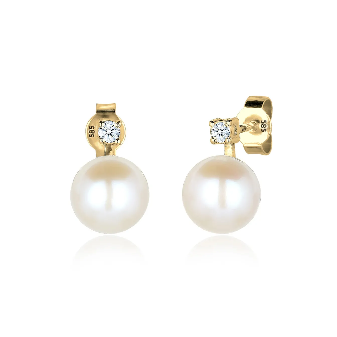Elli "Ohrstecker | Süßwasserperle, Diamant ( , 0,06 ct )< Perlen|Ohrringe